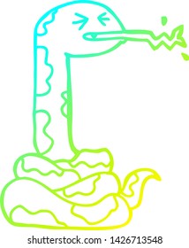 dibujo de línea de degradado frío de una serpiente silbante de dibujos animados