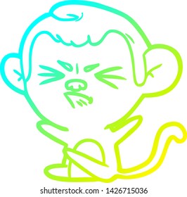 cold gradient line drawing of a cartoon angry monkey