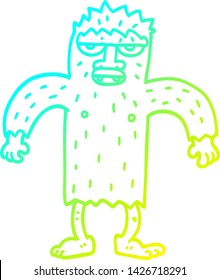 cold gradient line drawing of a cartoon yeti monster