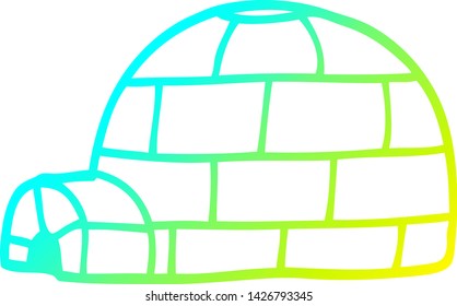 cold gradient line drawing of a cartoon igloo