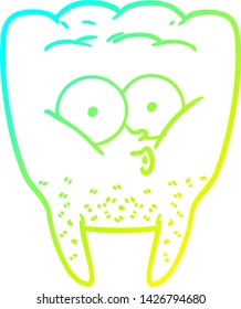 cold gradient line drawing of a cartoon whistling tooth