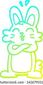 cold gradient line drawing of a cartoon cute bunny
