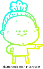 dibujo de una anciana feliz con gradiente frío