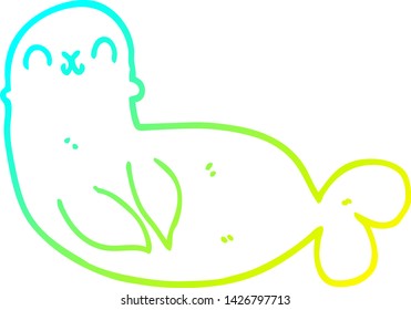 cold gradient line drawing of a cartoon seal