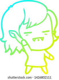 cold gradient line drawing of a cartoon undead vampire girl