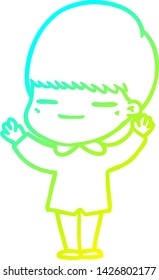 desenho de linha de gradiente frio de um menino de desenho animado