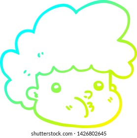 dibujo de línea de degradado frío de un niño de dibujos animados