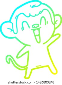dibujo en línea de gradiente frío de una caricatura de mono riéndose