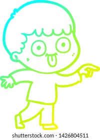 cold gradient line drawing of a cartoon man staring