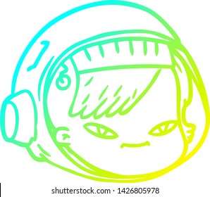 cold gradient line drawing of a cartoon astronaut face
