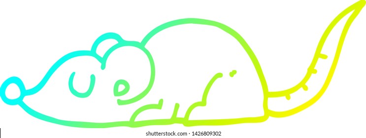 cold gradient line drawing of a cartoon black rat