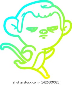 dibujo de línea de gradiente frío de un mono de dibujos animados