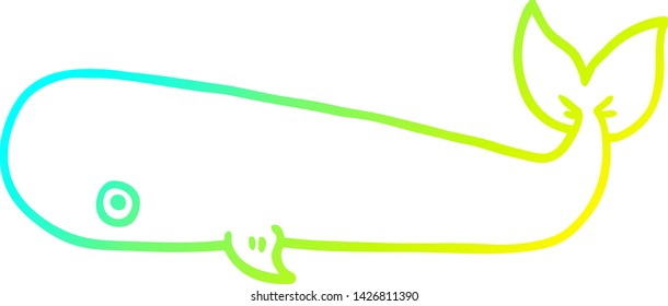 cold gradient line drawing of a cartoon whale