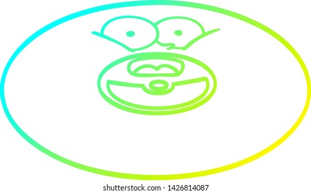 cold gradient line drawing of a cartoon old vinyl record