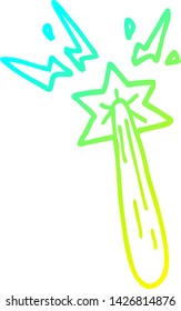 cold gradient line drawing of a cartoon magic wand