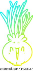dibujo de línea de degradado frío de una cebolla de dibujos animados