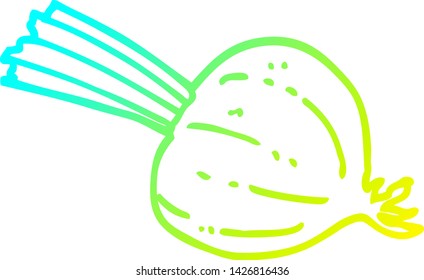 desenho de linha de gradiente frio de uma beterraba fresca de desenho animado