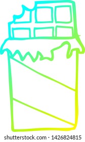 cold gradient line drawing of a cartoon chocolate bar