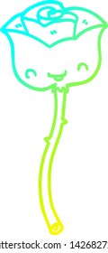 desenho de linha de gradiente frio de uma rosa de desenho animado