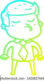 dibujo de línea de gradiente frío de un tipo de modelo de dibujos animados puliendo