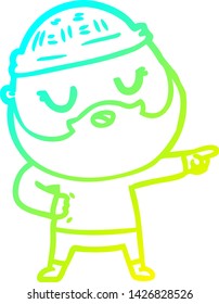cold gradient line drawing of a cartoon man with beard