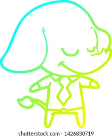 cold gradient line drawing of a cartoon smiling elephant manager