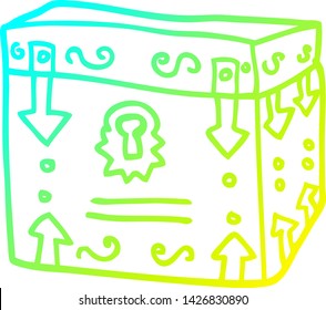cold gradient line drawing of a cartoon magical chest