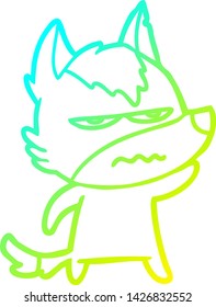 dibujo de una línea de gradiente frío de un lobo molesto