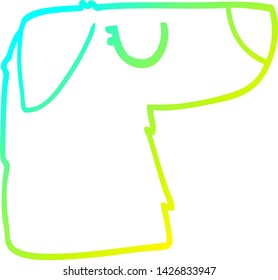 dibujo de línea de degradado frío de una cara de perro de dibujos animados