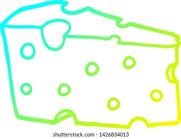 cold gradient line drawing of a cartoon cheese