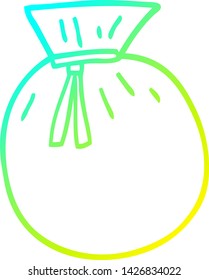 cold gradient line drawing of a cartoon santa sack