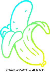 dibujo de línea de gradiente frío de una banana de dibujos animados