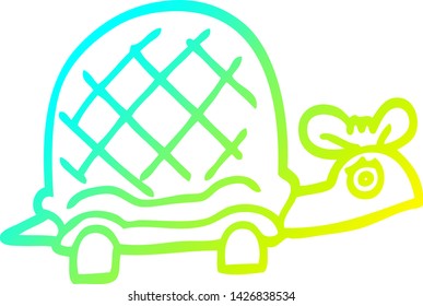 cold gradient line drawing of a cartoon funny tortoise