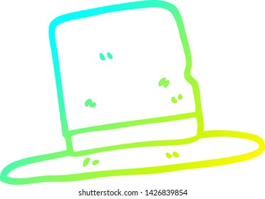 dibujo de línea de degradado frío de un sombrero superior de dibujos animados