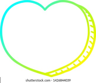 dibujo de línea de degradado frío de un corazón de amor de caricatura