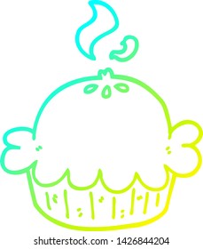 cold gradient line drawing of a cartoon pie