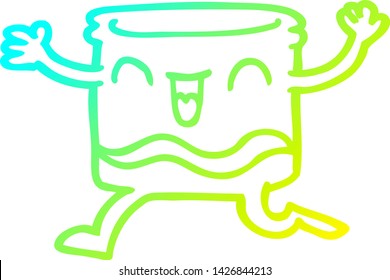 dibujo de línea de gradiente frío de una caricatura de tumbler feliz
