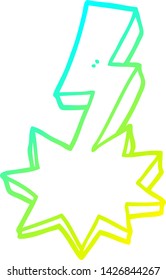 cold gradient line drawing of a cartoon lightning strike