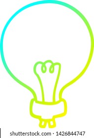 cold gradient line drawing of a cartoon light bulb