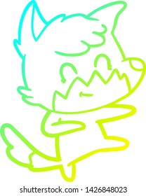 cold gradient line drawing of a cartoon friendly fox