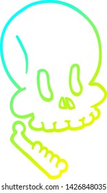 cold gradient line drawing of a cartoon halloween skull