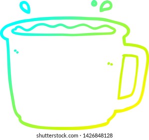 cold gradient line drawing of a cartoon coffee cup