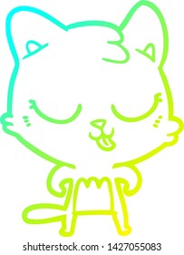 cold gradient line drawing of a cartoon cat