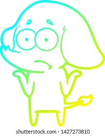 cold gradient line drawing of a cartoon unsure elephant