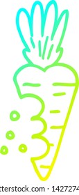 cold gradient line drawing of a cartoon carrot with bite marks