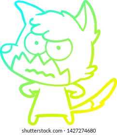 cold gradient line drawing of a cartoon annoyed fox