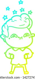 desenho de linha de gradiente frio de um homem animado desenho animado