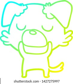 cold gradient line drawing of a cartoon dog