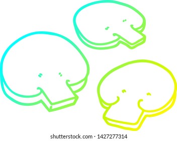 cold gradient line drawing of a cartoon mushrooms