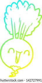 cold gradient line drawing of a cartoon root vegetable